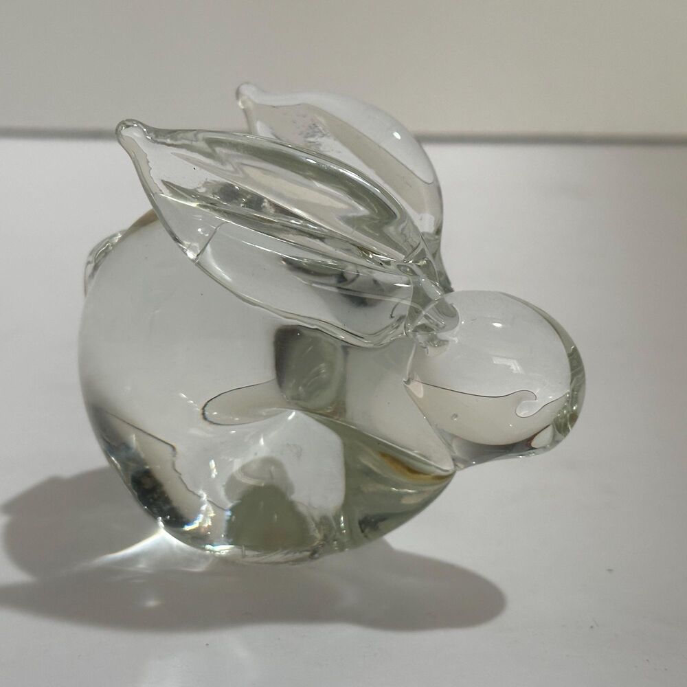 Vtg Art Glass Bunny Rabbit Figure Paperweight  Taiwan for Interpur 3 1/8 x 3 3/4